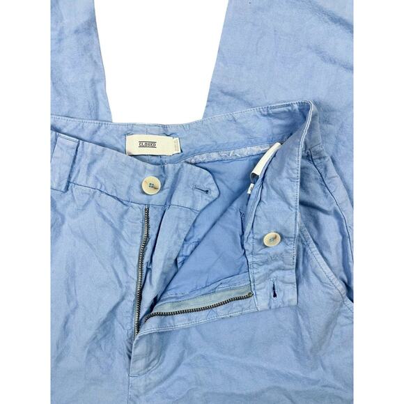 Closed Barton Cotton & Linen Pants In Blue Morning Sky Cropped Wide Leg Size 27 - Picture 5 of 9